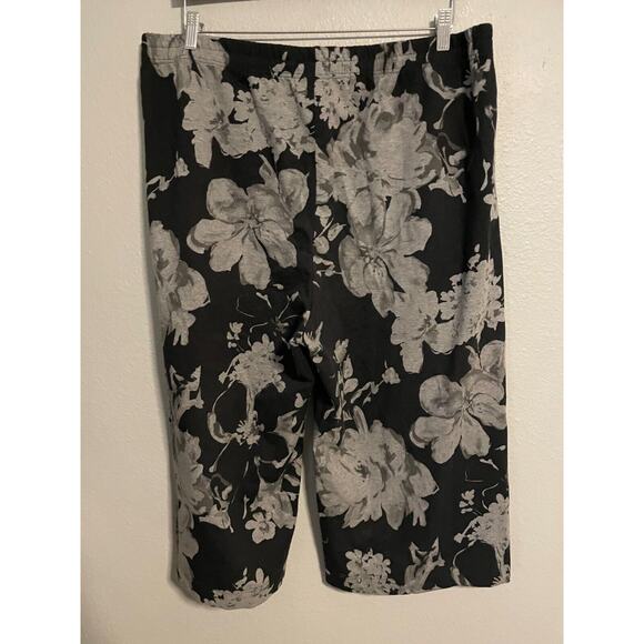 OSKA Womens Pants Size 5 US XXL Floral Pull On Wide Leg Baggy Cropped Lagenlook - Picture 2 of 8